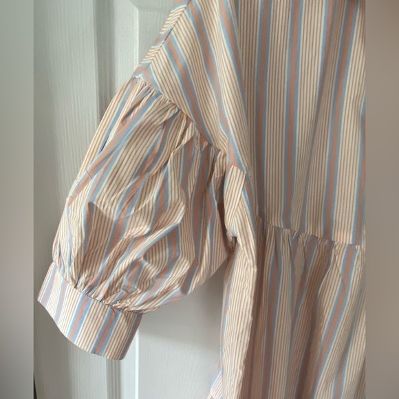 NWT Mango “Gabriela” Striped 100% Cotton Puff Sleeve Dress Size 6 - Picture 13 of 15